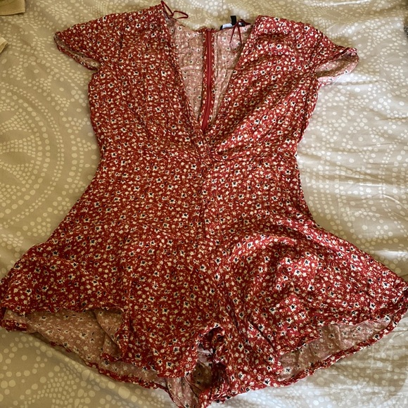 Pants - Flowy Red Romper